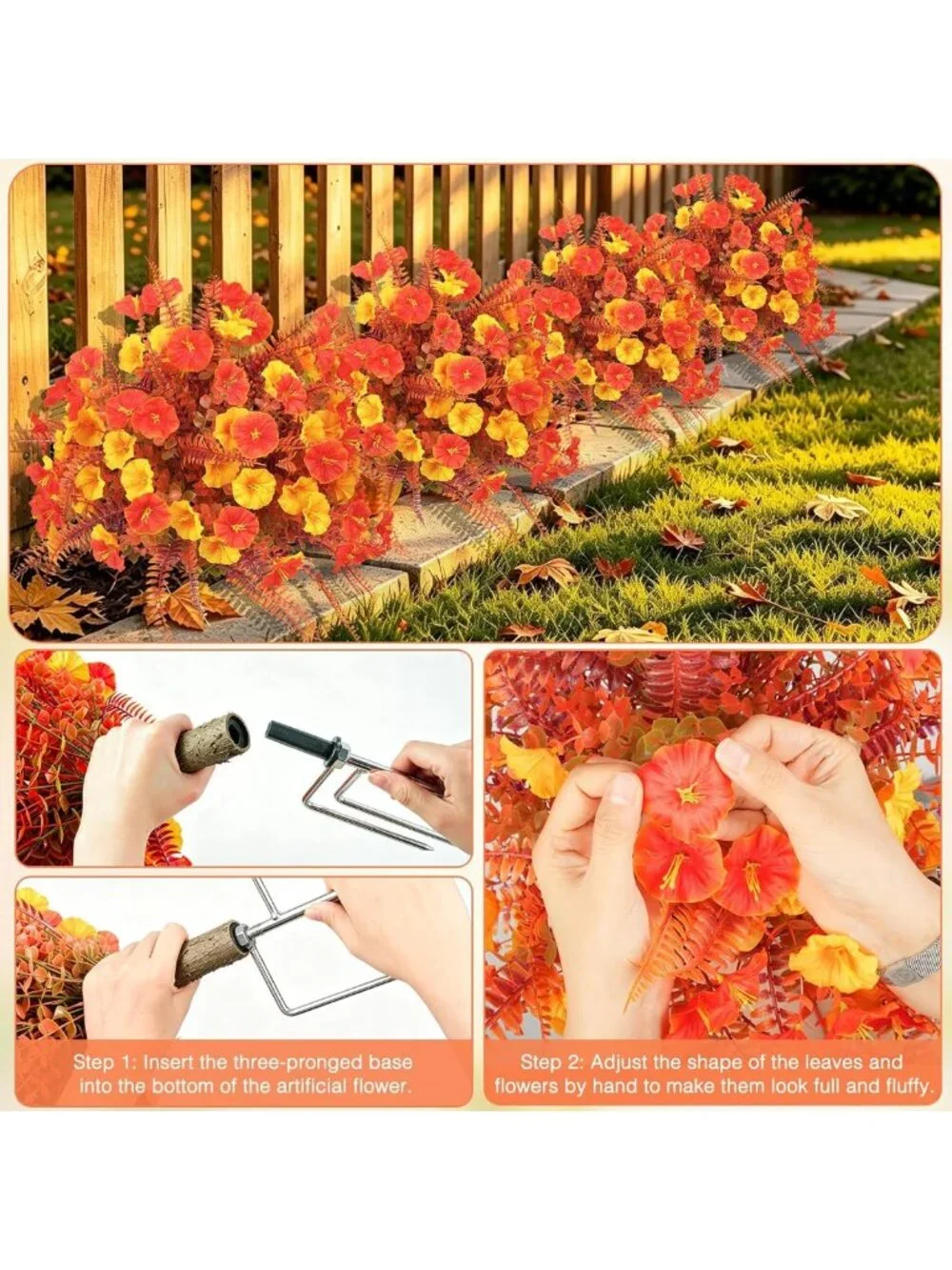 24'' Artificial Fall Topiary Balls with Morning Glory - 2 Pack, Perfect for Home